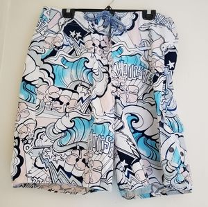 Hollister men's 34 swim trunks white and blue